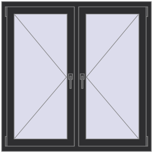 Buy Tilt-and-Turn 1200x1200 mm REHAU OPTIMUM EURO-DESIGN 70 ANTHRACITE_GREY_GLATT two-sided