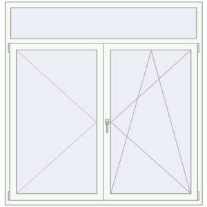 Okno plastikowe 1750x1800 mm Jednoskrzydłowe z naświetlem. Widok od środka Zamów teraz Okna skrzydłowe 1750x1800 mm REHAU OPTIMUM EURO-DESIGN 70 RAL 9016 Traffic white dwustronny