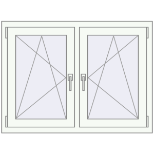 Okno plastikowe 1080x800 mm Dwuskrzydłowe. Widok od środka Zamów teraz Okna skrzydłowe 1080x800 mm REHAU ENERGY-SAVING SYNEGO MD DARK_OAK zewnętrzny