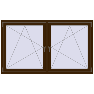 Plastic window 1770x1040 mm Dwuskrzydłowe. View from inside Buy Tilt-and-Turn 1770x1040 mm REHAU ENERGY-SAVING SYNEGO MD DARK_OAK two-sided