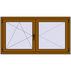 Buy Tilt-and-Turn 1400x750 mm REHAU OPTIMUM EURO-DESIGN 70 GOLDEN OAK two-sided