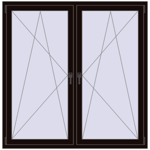 Zamów teraz Okna skrzydłowe 1620x1580 mm REHAU ENERGY-SAVING SYNEGO MD BLACK_BROWN dwustronny