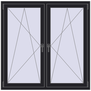 Zamów teraz Okna skrzydłowe 1350x1340 mm REHAU ENERGY-SAVING SYNEGO MD BLACK_ULTI-MATT dwustronny