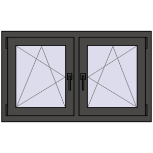 Okno plastikowe 1065x635 mm Dwuskrzydłowe. Widok od środka Zamów teraz Okna skrzydłowe 1065x635 mm REHAU ENERGY-SAVING SYNEGO MD BASALT_GREY dwustronny