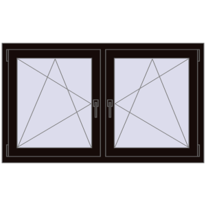 Okno plastikowe 1410x800 mm Dwuskrzydłowe. Widok od środka Zamów teraz Okna skrzydłowe 1410x800 mm REHAU ENERGY-SAVING SYNEGO MD BLACK_BROWN dwustronny