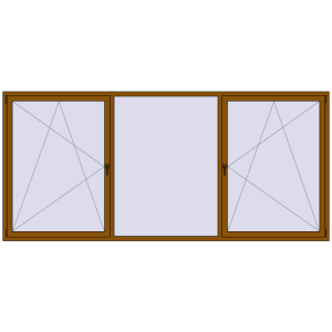 Okno plastikowe 3500x1600 mm Trójskrzydłowy. Widok od środka Zamów teraz Okna skrzydłowe 3500x1600 mm KORSA BRILLANT DESIGN