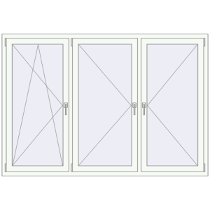 Buy Tilt-and-Turn 2030x1400 mm REHAU OPTIMUM EURO-DESIGN 70 RAL 9016 Traffic white two-sided