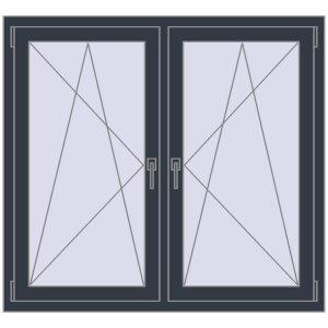 Zamów teraz Okna skrzydłowe 1275x1160 mm REHAU ENERGY-SAVING SYNEGO MD ANTHRACITE_GREY_STRUKTURAL dwustronny