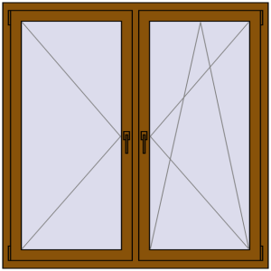 Buy Tilt-and-Turn 1430x1430 mm REHAU OPTIMUM EURO-DESIGN 70 GOLDEN OAK two-sided