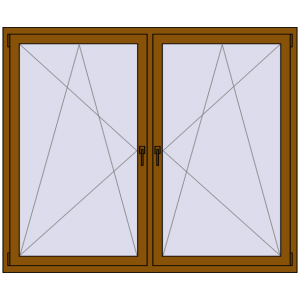 Plastic window 1755x1520 mm Dwuskrzydłowe. View from inside Buy Tilt-and-Turn 1755x1520 mm REHAU ENERGY-SAVING SYNEGO MD GOLDEN OAK two-sided