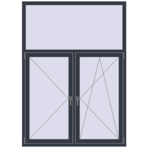 Buy Tilt-and-Turn 1400x1950 mm REHAU OPTIMUM EURO-DESIGN 70 ANTHRACITE_GREY_STRUKTURAL two-sided