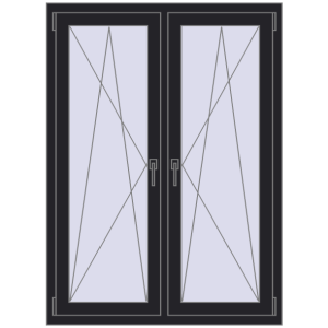 Okno plastikowe 1050x1430 mm Dwuskrzydłowe. Widok od środka Zamów teraz Okna skrzydłowe 1050x1430 mm REHAU ENERGY-SAVING SYNEGO MD BLACK_ULTI-MATT dwustronny