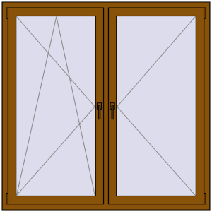 Buy Tilt-and-Turn 1500x1500 mm REHAU OPTIMUM EURO-DESIGN 70 GOLDEN OAK two-sided