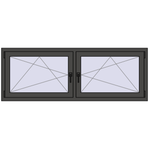 Plastic window 1770x635 mm Dwuskrzydłowe. View from inside Buy Tilt-and-Turn 1770x635 mm REHAU ENERGY-SAVING SYNEGO MD BASALT_GREY two-sided