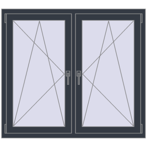 Zamów teraz Okna skrzydłowe 1275x1130 mm REHAU ENERGY-SAVING SYNEGO MD ANTHRACITE_GREY_STRUKTURAL dwustronny