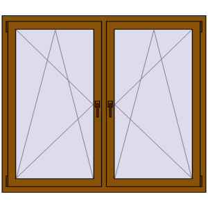 Okno plastikowe 1545x1310 mm Dwuskrzydłowe. Widok od środka Zamów teraz Okna skrzydłowe 1545x1310 mm REHAU ENERGY-SAVING SYNEGO MD GOLDEN OAK dwustronny