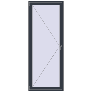 Plastic window 900x2260 mm Single-leaf. View from inside Buy Tilt-and-Turn 900x2260 mm REHAU OPTIMUM EURO-DESIGN 70 ANTHRACITE_GREY_STRUKTURAL two-sided
