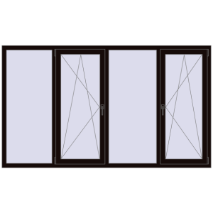 Buy Tilt-and-Turn 2400x1400 mm REHAU ENERGY-SAVING SYNEGO MD BLACK_BROWN two-sided