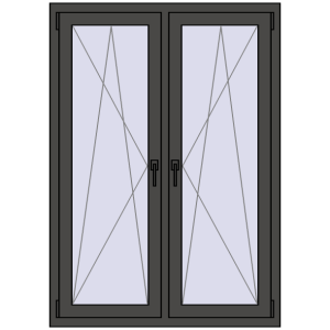 Okno plastikowe 1050x1475 mm Dwuskrzydłowe. Widok od środka Zamów teraz Okna skrzydłowe 1050x1475 mm REHAU ENERGY-SAVING SYNEGO MD BASALT_GREY dwustronny