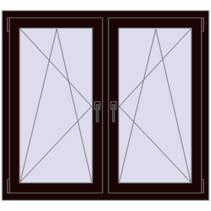 Okno plastikowe 1200x1100 mm Dwuskrzydłowe. Widok od środka Zamów teraz Okna skrzydłowe 1200x1100 mm REHAU ENERGY-SAVING SYNEGO MD CHOCOLATE_BROWN dwustronny