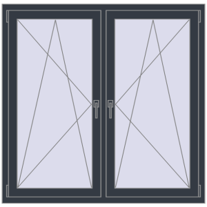 Zamów teraz Okna skrzydłowe 1380x1325 mm REHAU ENERGY-SAVING SYNEGO MD ANTHRACITE_GREY_STRUKTURAL dwustronny