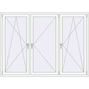 Buy Tilt-and-Turn 2050x1500 mm REHAU OPTIMUM EURO-DESIGN 70 RAL 9016 Traffic white two-sided