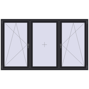 Buy Tilt-and-Turn 2400x1400 mm REHAU ENERGY-SAVING SYNEGO MD BLACK_ULTI-MATT two-sided