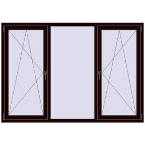Buy Tilt-and-Turn 2000x1400 mm REHAU OPTIMUM EURO-DESIGN 70 CHOCOLATE_BROWN two-sided