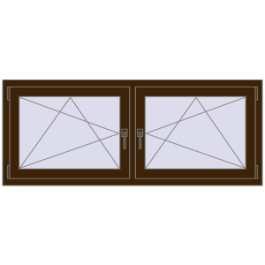 Okno plastikowe 1575x635 mm Dwuskrzydłowe. Widok od środka Zamów teraz Okna skrzydłowe 1575x635 mm REHAU ENERGY-SAVING SYNEGO MD DARK_OAK dwustronny