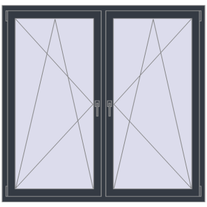 Buy Tilt-and-Turn 1550x1500 mm REHAU ENERGY-SAVING SYNEGO MD ANTHRACITE_GREY_STRUKTURAL two-sided