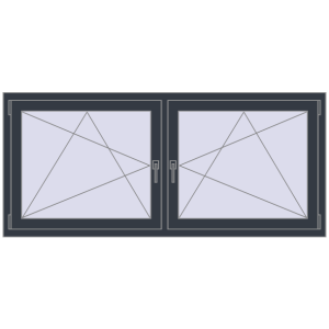 Okno plastikowe 1830x815 mm Dwuskrzydłowe. Widok od środka Zamów teraz Okna skrzydłowe 1830x815 mm REHAU ENERGY-SAVING SYNEGO MD ANTHRACITE_GREY_STRUKTURAL dwustronny