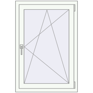 Okno plastikowe 670x1060 mm Jednoskrzydłowe. Widok od środka Zamów teraz Okna skrzydłowe 670x1060 mm EPSILON OPTIMA RAL 9016 Traffic white dwustronny