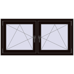 Zamów teraz Okna skrzydłowe 1380x695 mm REHAU ENERGY-SAVING SYNEGO MD BLACK_BROWN dwustronny