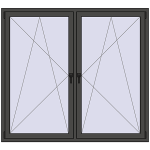 Plastic window 1755x1580 mm Dwuskrzydłowe. View from inside Buy Tilt-and-Turn 1755x1580 mm REHAU ENERGY-SAVING SYNEGO MD BASALT_GREY two-sided