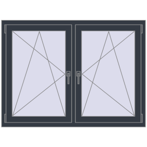 Zamów teraz Okna skrzydłowe 1380x980 mm REHAU ENERGY-SAVING SYNEGO MD ANTHRACITE_GREY_STRUKTURAL dwustronny