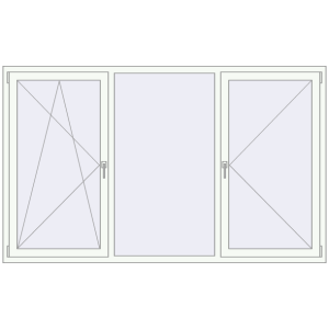 Buy Tilt-and-Turn 2300x1400 mm REHAU ENERGY-SAVING SYNEGO MD RAL 9016 Traffic white two-sided