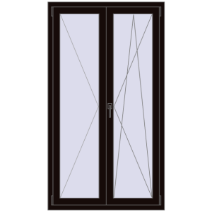 Buy Tilt-and-Turn 980x1750 mm REHAU OPTIMUM EURO-DESIGN 70 BLACK_BROWN two-sided