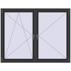 Buy Tilt-and-Turn 1800x1400 mm REHAU OPTIMUM EURO-DESIGN 70 ANTHRACITE_GREY_GLATT two-sided