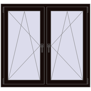 Okno plastikowe 1260x1175 mm Dwuskrzydłowe. Widok od środka Zamów teraz Okna skrzydłowe 1260x1175 mm REHAU ENERGY-SAVING SYNEGO MD BLACK_BROWN dwustronny