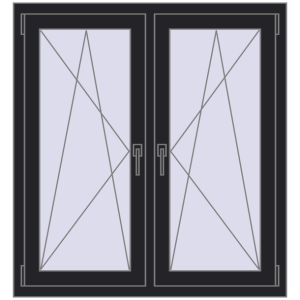 Okno plastikowe 1050x1145 mm Dwuskrzydłowe. Widok od środka Zamów teraz Okna skrzydłowe 1050x1145 mm REHAU ENERGY-SAVING SYNEGO MD BLACK_ULTI-MATT dwustronny