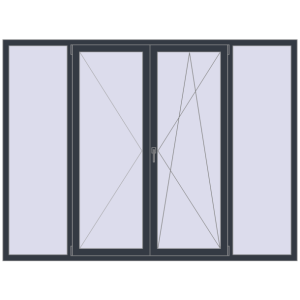 Plastic window 2400x1800 mm Triple-leaf. View from inside Buy Tilt-and-Turn 2400x1800 mm EPSILON OPTIMA ANTHRACITE_GREY_STRUKTURAL two-sided