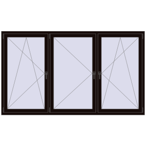 Buy Tilt-and-Turn 2400x1400 mm REHAU OPTIMUM EURO-DESIGN 70 BLACK_BROWN two-sided