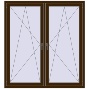 Okno plastikowe 1545x1595 mm Dwuskrzydłowe. Widok od środka Zamów teraz Okna skrzydłowe 1545x1595 mm REHAU ENERGY-SAVING SYNEGO MD DARK_OAK dwustronny