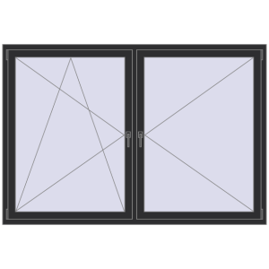 Buy Tilt-and-Turn 2050x1400 mm REHAU OPTIMUM EURO-DESIGN 70 ANTHRACITE_GREY_GLATT two-sided