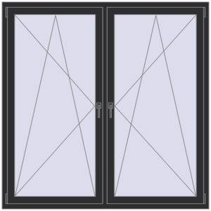 Zamów teraz Okna skrzydłowe 1650x1650 mm REHAU OPTIMUM EURO-DESIGN 70 ANTHRACITE_GREY_GLATT dwustronny