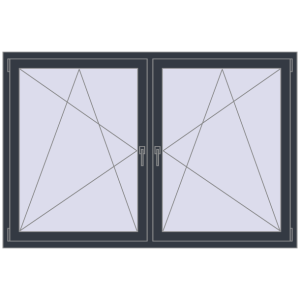 Okno plastikowe 1830x1175 mm Dwuskrzydłowe. Widok od środka Zamów teraz Okna skrzydłowe 1830x1175 mm REHAU ENERGY-SAVING SYNEGO MD ANTHRACITE_GREY_STRUKTURAL dwustronny