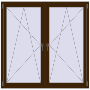 Okno plastikowe 1560x1535 mm Dwuskrzydłowe. Widok od środka Zamów teraz Okna skrzydłowe 1560x1535 mm REHAU ENERGY-SAVING SYNEGO MD DARK_OAK dwustronny