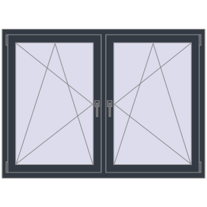 Buy Tilt-and-Turn 1500x1100 mm REHAU ENERGY-SAVING SYNEGO MD ANTHRACITE_GREY_STRUKTURAL two-sided