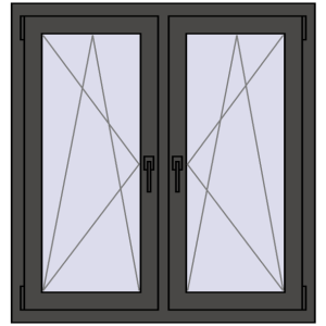 Zamów teraz Okna skrzydłowe 1035x1055 mm REHAU ENERGY-SAVING SYNEGO MD BASALT_GREY dwustronny
