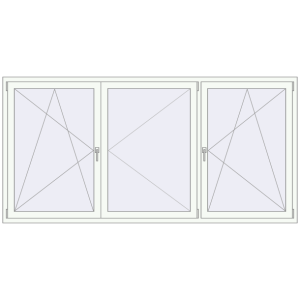 Buy Tilt-and-Turn 2560x1270 mm REHAU OPTIMUM EURO-DESIGN 70 RAL 9016 Traffic white two-sided